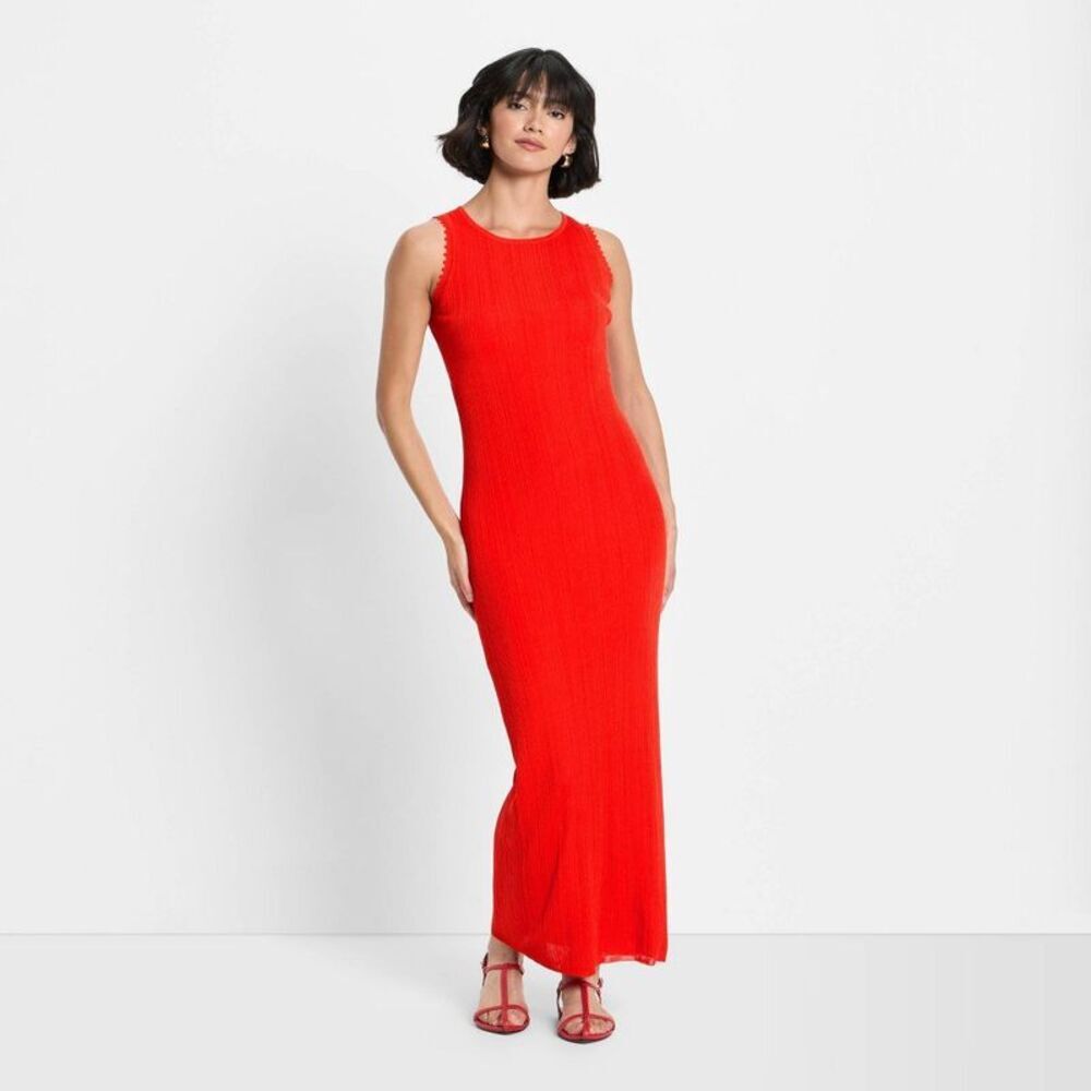 Future Collective - Women's Open Back Maxi Sweater Dress - Future Coll Red